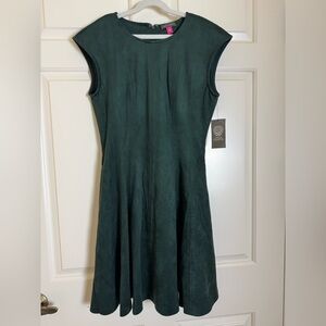 NWT Vince Camuto Dark Green Cap-Sleeve Fit-and-Flare Dress Size XS